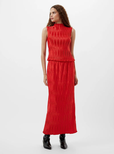 French Connection Moira Pleated Sleeveless Top Scarlet Red