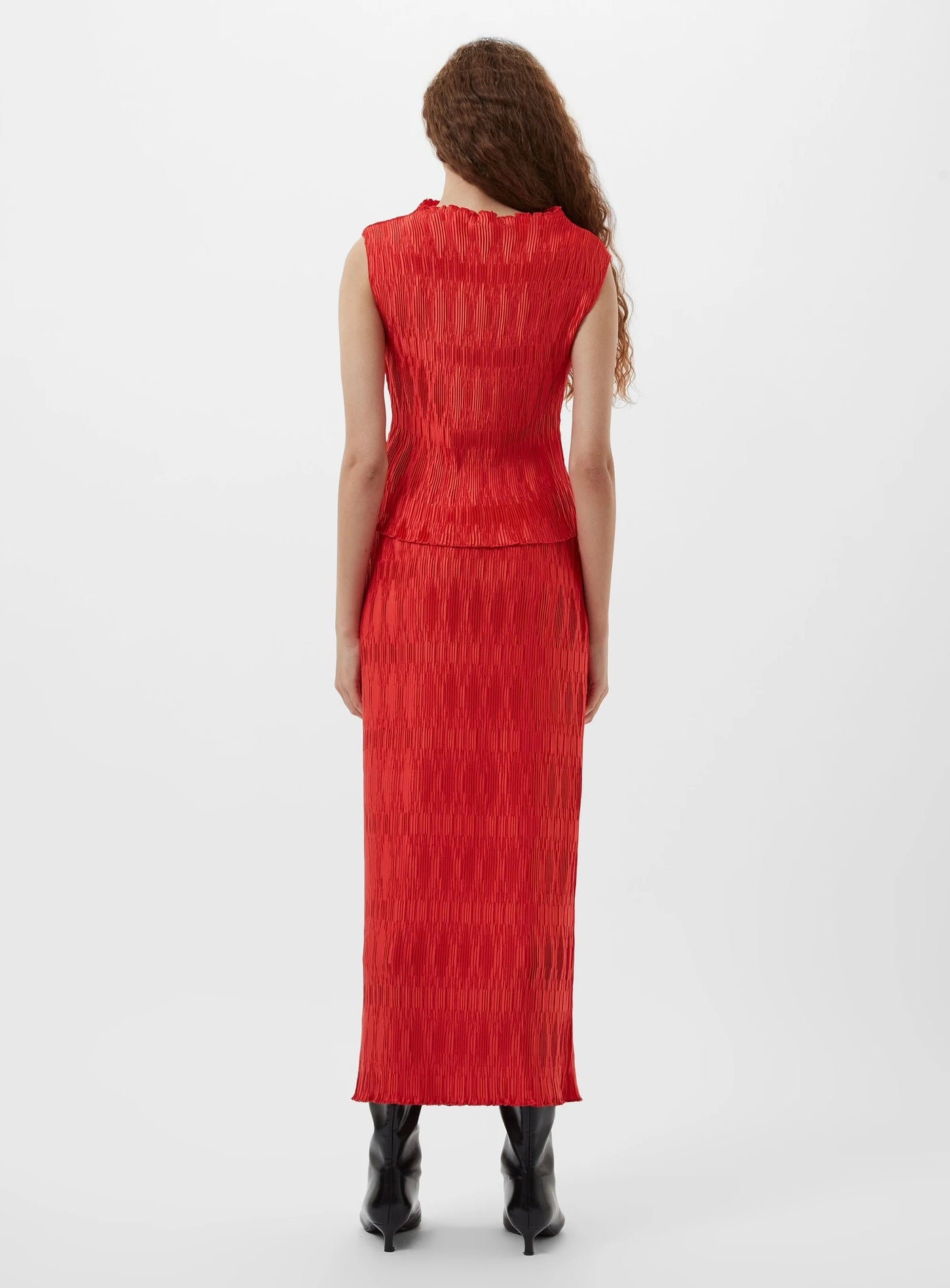 French Connection Moira Pleated Sleeveless Top Scarlet Red