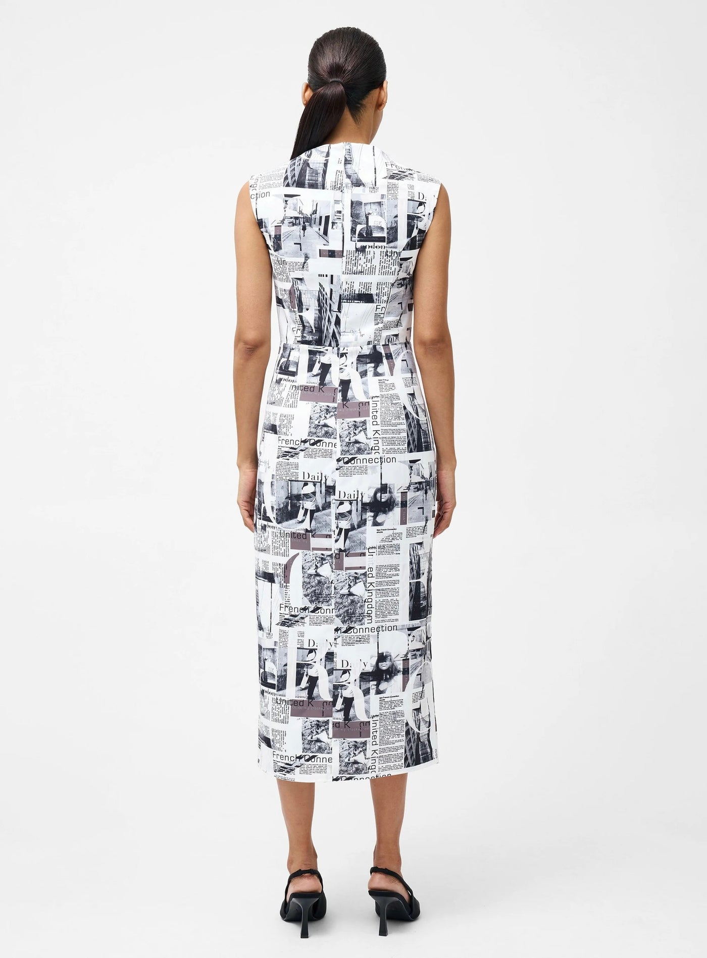 French Connection Atlantis Dori Crepe Dress Black White