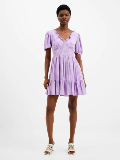 French Connection Birch Puff Sleeve Dress Sheer Lilac