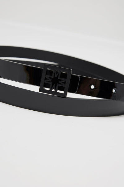 By Malina Hazel Double Length Patent Iconic Leather Belt Black