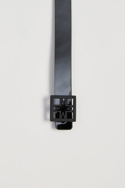 By Malina Hazel Double Length Patent Iconic Leather Belt Black