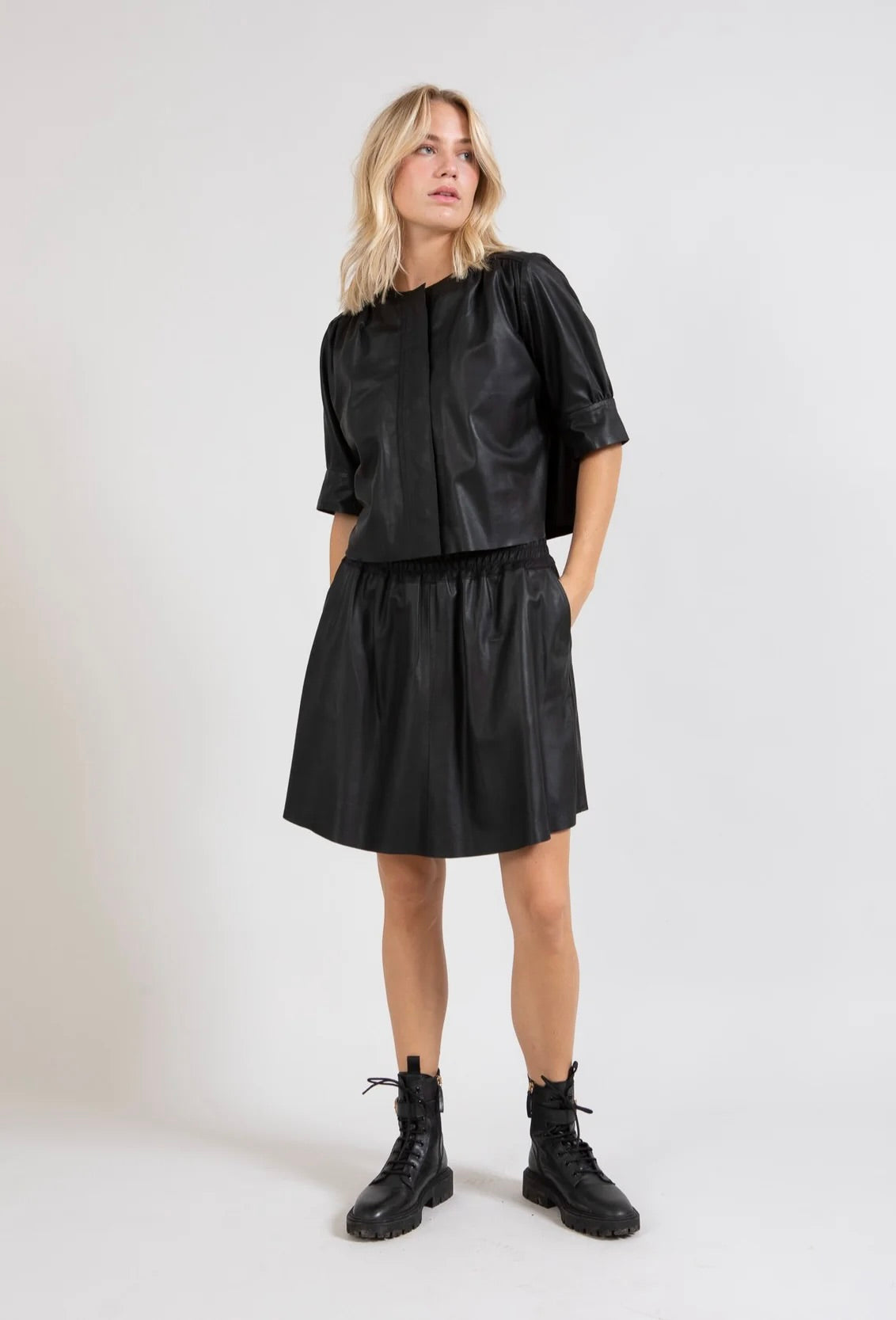 Coster Copenhagen Leather A-line Skirt