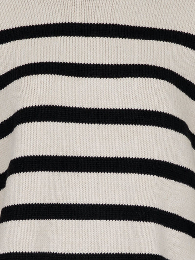 Neo Noir Fanning Stripe Knit Blouse Sand