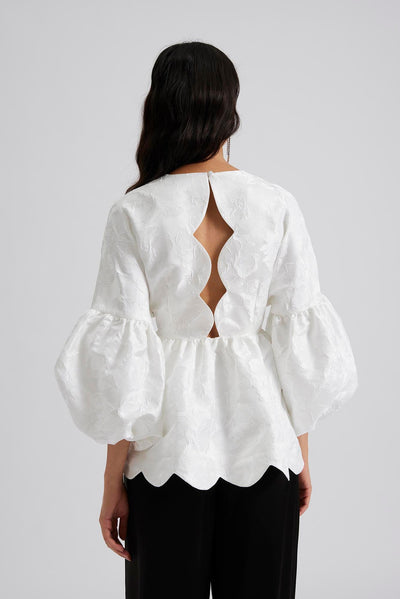 Malina Gaia open back pouf sleeve blouse