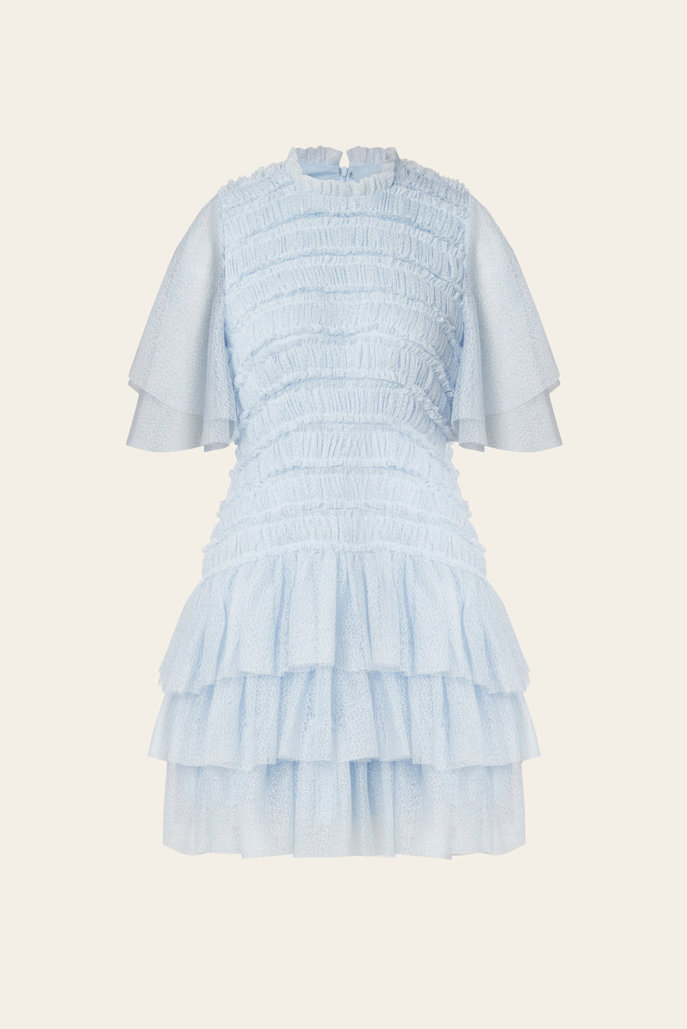 Malina Minnie short sleeve lace mini dress blue